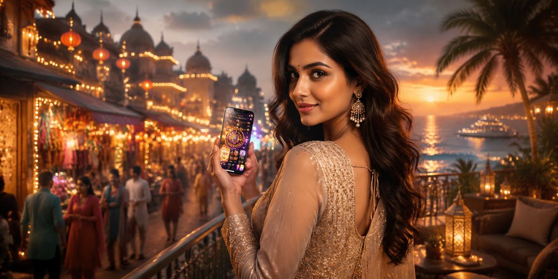 Indian woman playing casino card game on mobile app