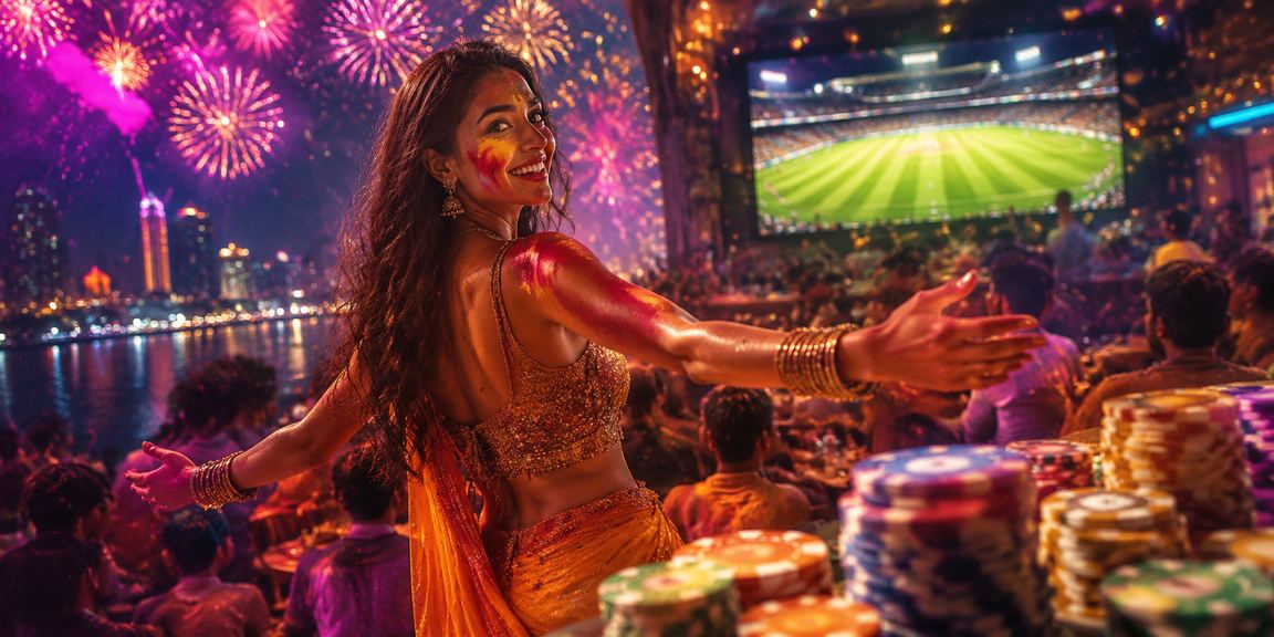Cultural cricket betting scene in India during Holi festival